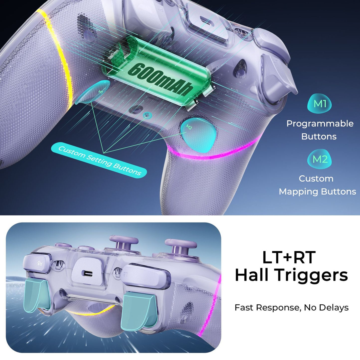 Switch Wireless Handle PC Bluetooth Universal Gamepad Double Sided Case Double Hall RBG Light Compatible Tram