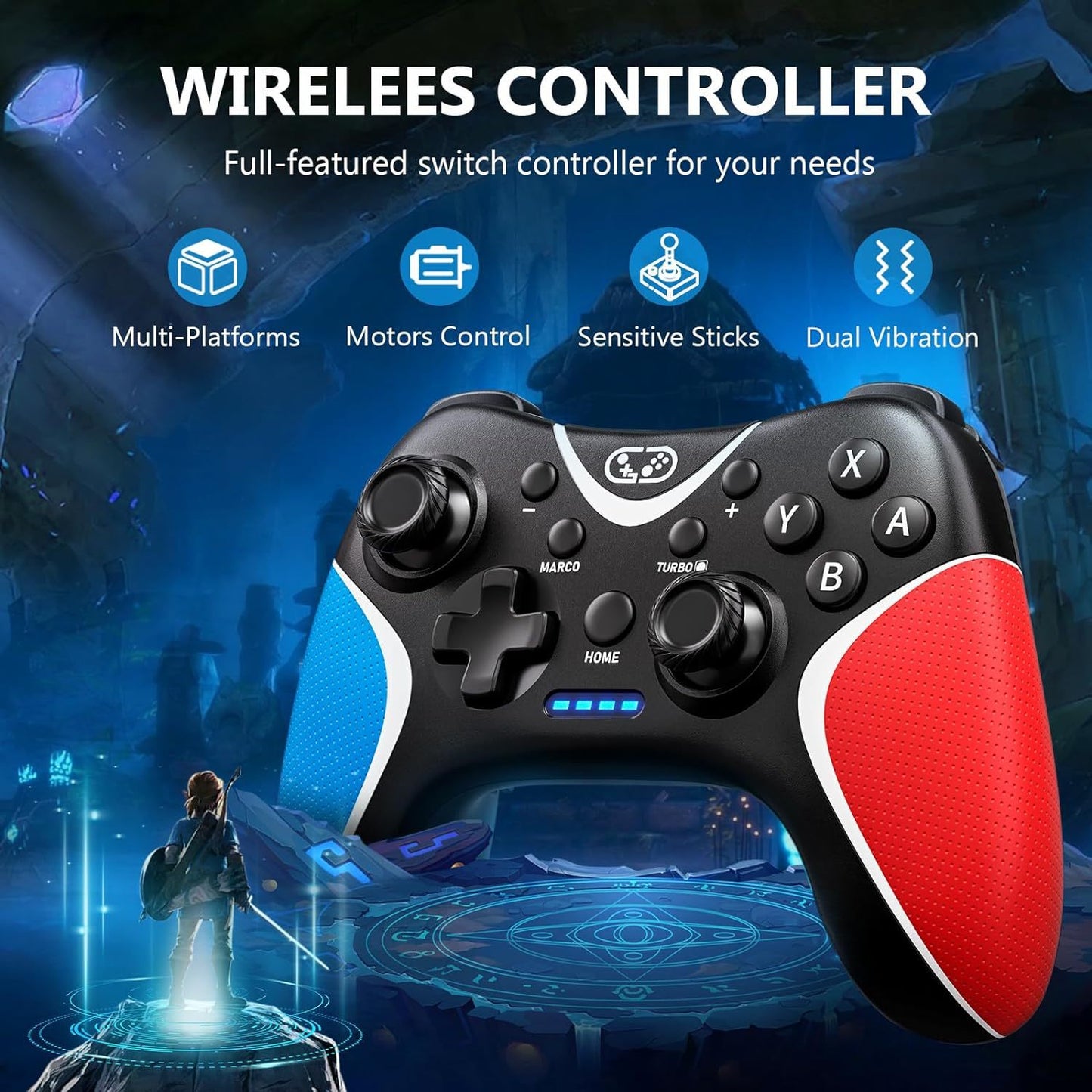 SWITCH gamepad NS wireless controller custom back button programming continuous Bluetooth wireless controller