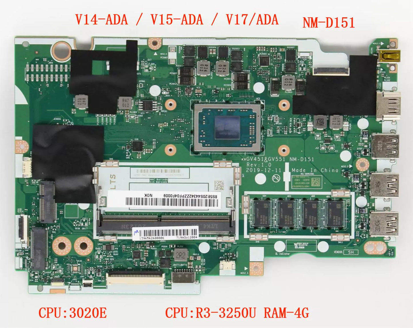 (Shipping fee not include)Lenovo  ideapad 3-14IML05 NM-C781 V14G1-IML   V15-ADA NM-D151 motherboard