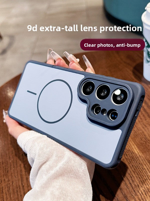 Contrasting color heat dissipation magnetic suction For Samsung S26ultra mobile phone case New S25ultra strong magnetic adsorption fine hole frame S24 side heat dissipation design Soft edge case Phone Accessories
