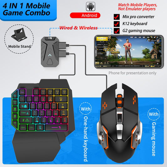 Gaming Mix Pro 4 in 1 mobile game keyboard mouse combo Pack
