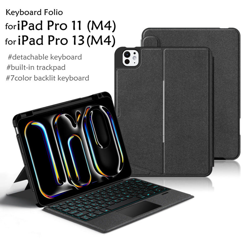 Applicable iPadPro11 Bluetooth keyboard leather case 11 inch 13 inch iPad horizontal and vertical screen luminous touch keyboard and mouse set protective Accessories