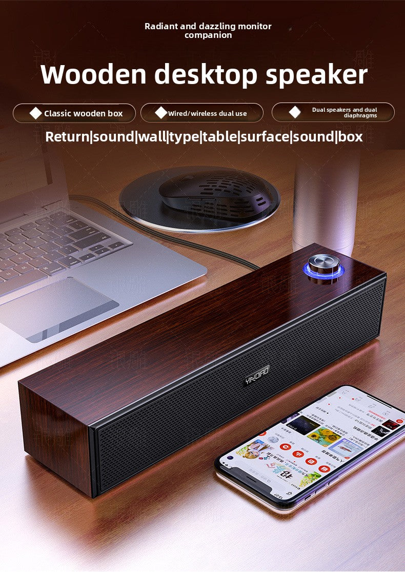 Silver Diao A36 Wood Bluetooth Audio USB Smart Computer Speaker Subwoofer