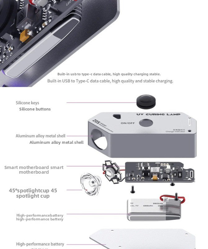 Mobile phone repair uv glue purple light curing light green oil three-second oil aluminum alloy LED double wick curing light