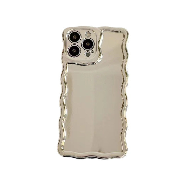 Accessories (Shipping fee not included) Electroplating Wave Applicable Apple 14 Mobile Phone Case Bracelet iPhone13/12Pro max Mirror XR Silicone Soft Case