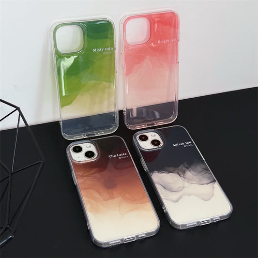 Accessories Premium sense semi-transparent ink smudge for iphone14Promax Apple 13 mobile phone case 11 couple 12 double layer