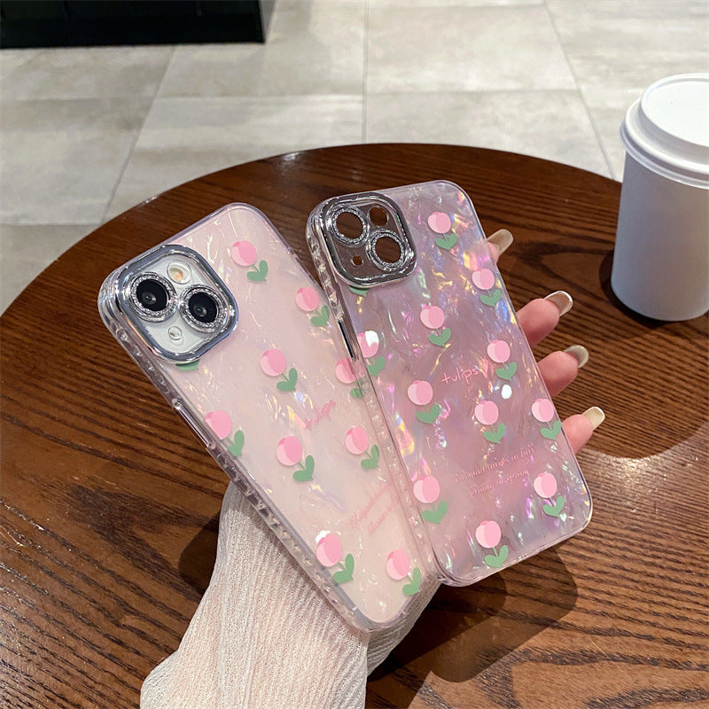 Accessories for iPhone15promax mobile phone case Apple 14 Pro Tulip 13 lens film 12 shell pattern 11 women