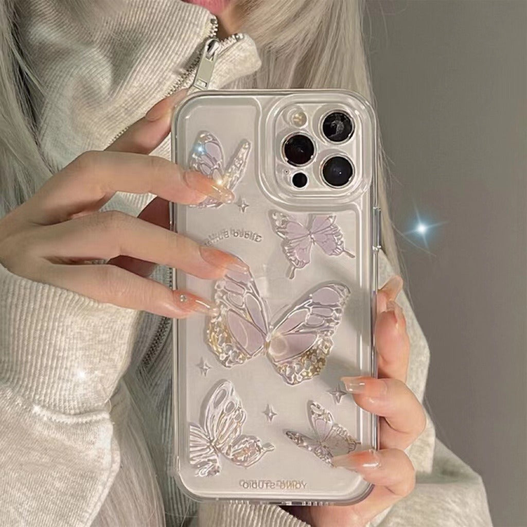 Accessories for 14 Apple 12 mobile phone case iPhone13promax Zhao Ruth same purple butterfly 11 Japanese and Korean ins