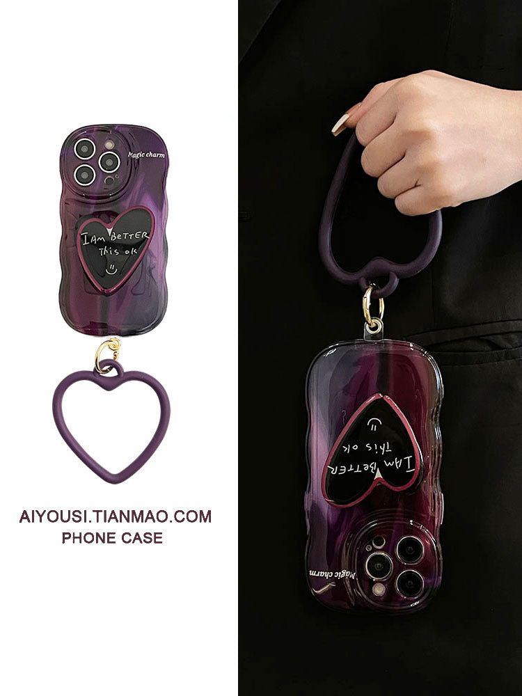 Accessories smudge gradual change dark purple love bracket for apple 15 mobile phone case iphone13 Japan and Korea 15promax new