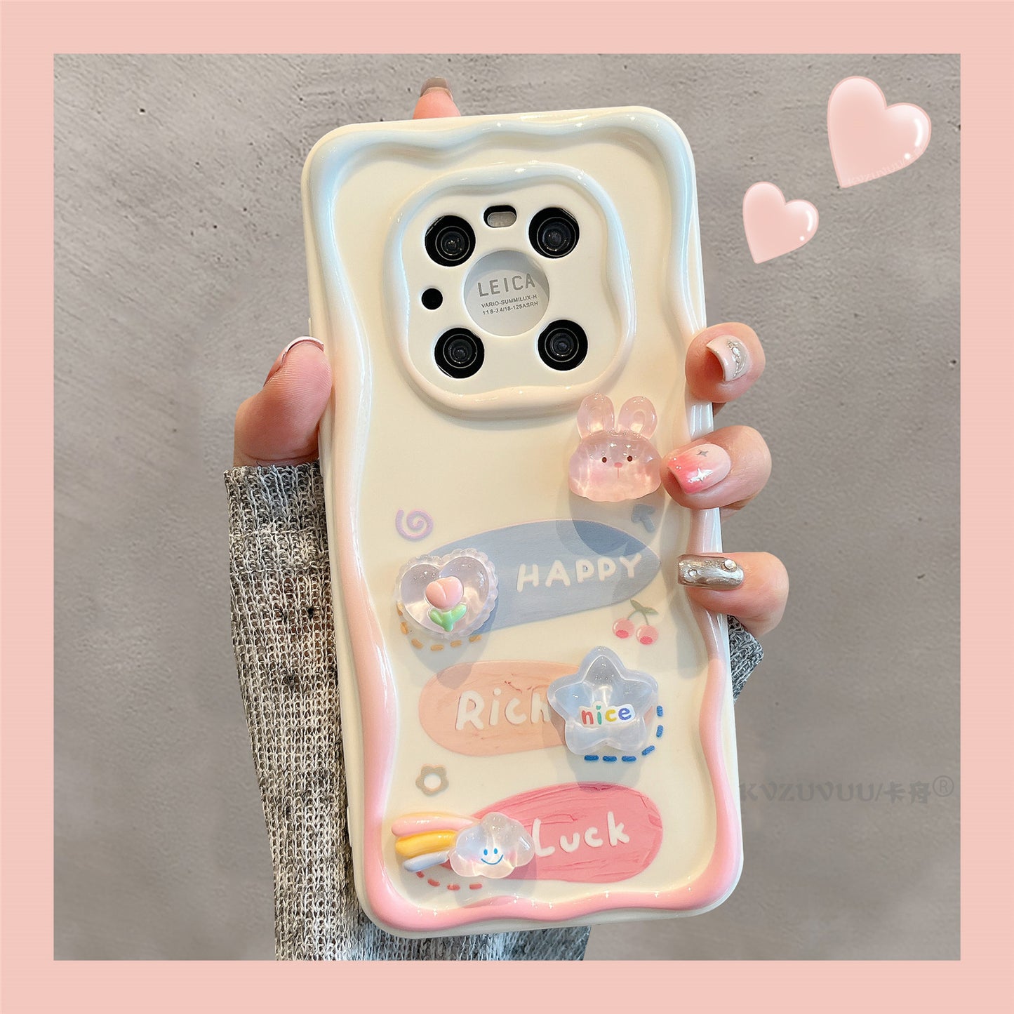 Accessories for Huawei mate50 mobile phone case mate40pro three-dimensional rabbit bear bracelet mate50pro cute card