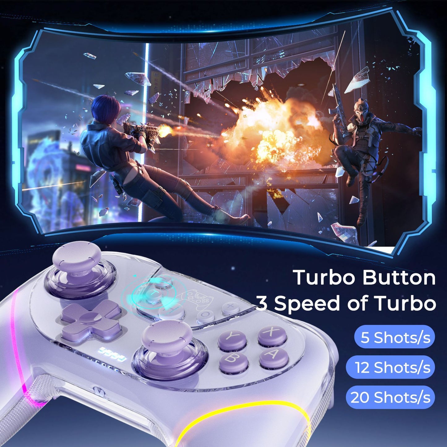 Switch Wireless Handle PC Bluetooth Universal Gamepad Double Sided Case Double Hall RBG Light Compatible Tram