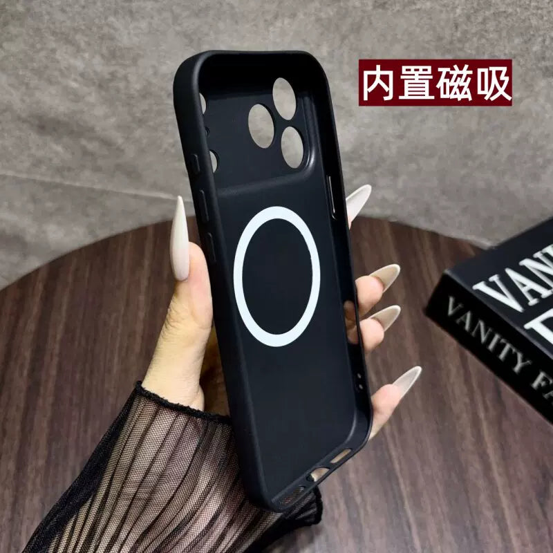 Ultra-thin carbon fiber pattern magnetic attraction for iPhone 18promax mobile phone case fine hole large window iPhone17pro fine hole all-inclusive TPU soft case 16plus anti-fingerprint 15/14/13 advanced sense Phone accessories