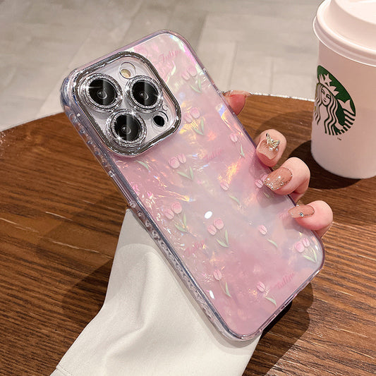 Accessories Tulip shell pattern is suitable for Apple 15promax mobile phone case, the new iphone14pro gradual change is small and fresh