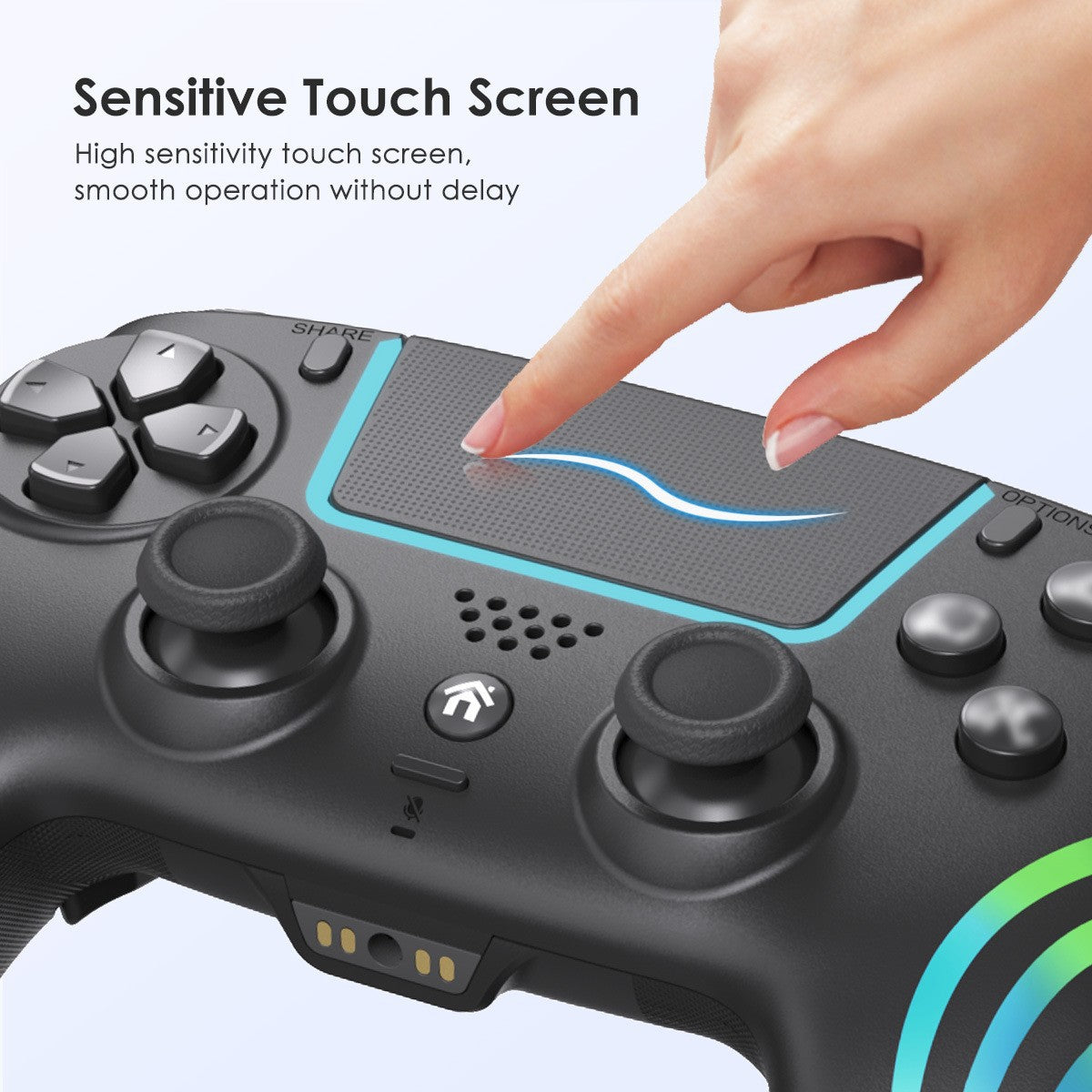 PS4 wireless handle, Bluetooth somatosensory gamepad, colorful lights P4 controller, computer PC tablet universal handle