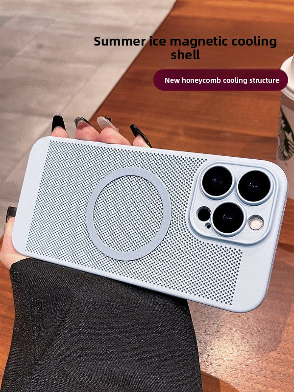For iPhone 16Promax mobile phone case new iphone15pro protective case 17Promax ultra-thin breathable 13 heat dissipation magnetic suction 12 all-inclusive 14 men's and women's 8plus matte simple hard case Phone accessories