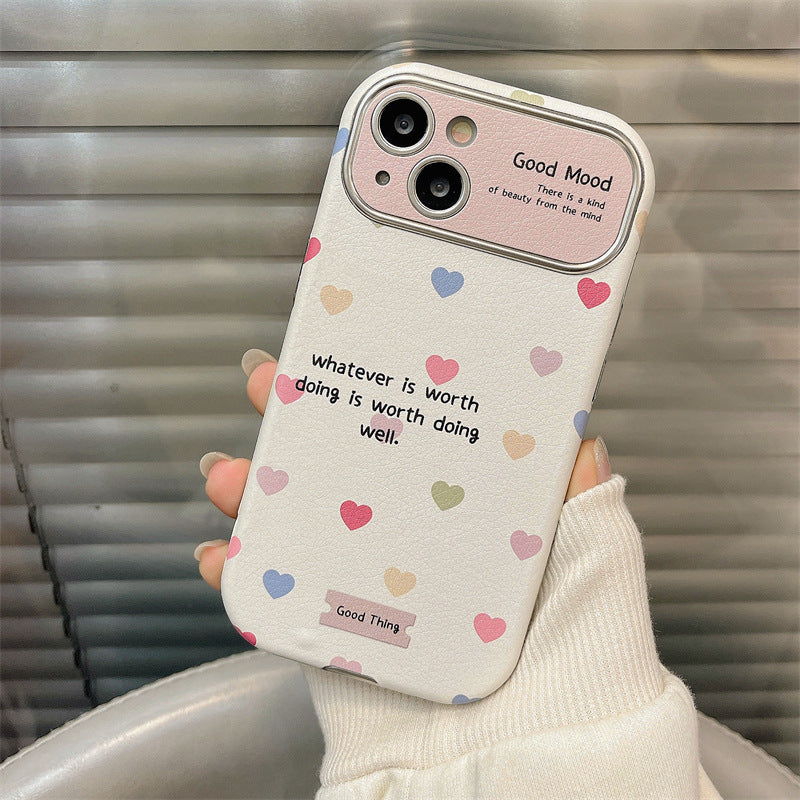 Accessories ins wind simple color love for apple 14 mobile phone case solid color iphone15promax girl heart new