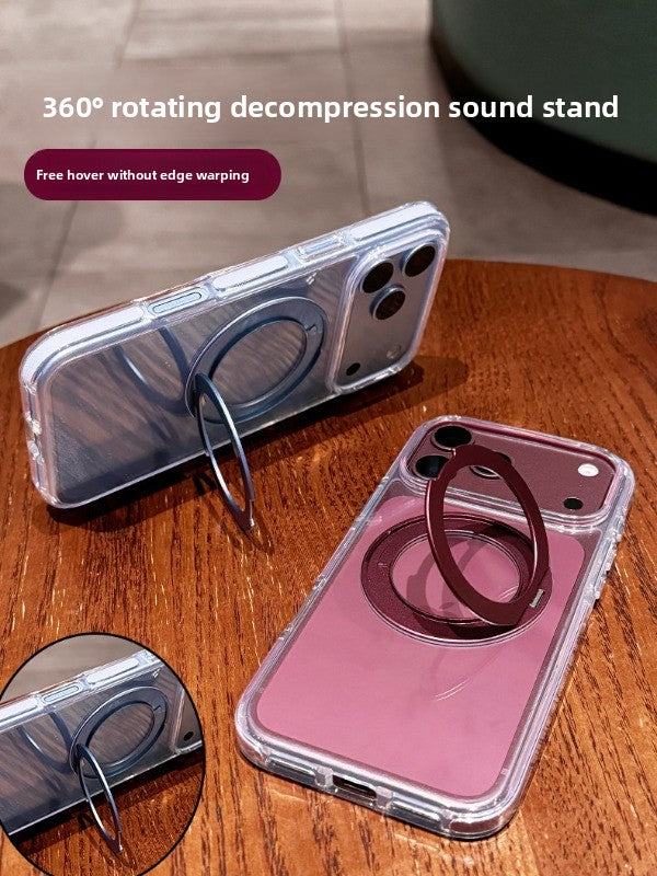 High transparency anti-collision strip fulcrum shell For iPhone 18promax mobile phone case New iPhone17 fully transparent with 360 ° rotating bracket protective case 18pro men's and women's shell Phone Accessories