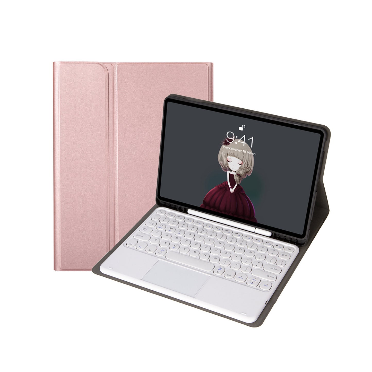 Applicable iPad10th generation Air5 10.9 Bluetooth keyboard case pro11 round hat touch keyboard pen slot leather case protective Accessories