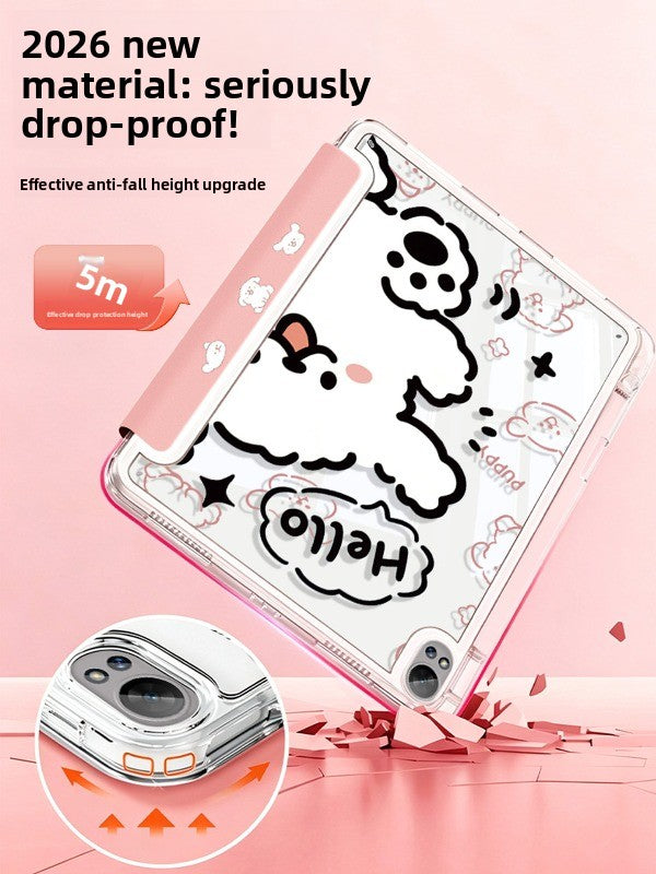For huawei matepad tablet protective case air12 protective case se10.4 with pen slot 11.5 For glory 9 all-inclusive x10pro acrylic 115 transparent 10.8 powder line dog 2023 Tablet Accessories