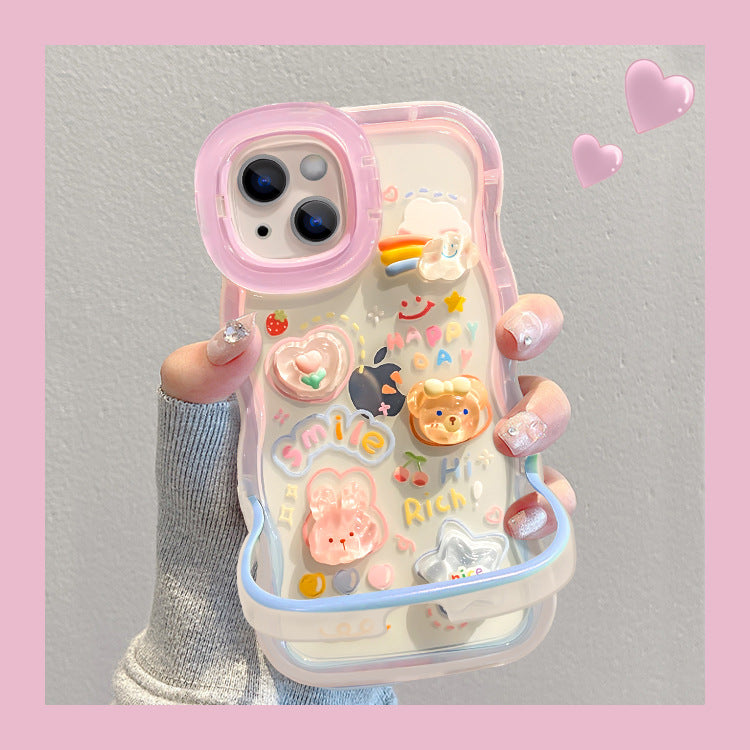 Accessories Cloud doll for Apple 14iPhone15Pro dual bracket new cute niche mobile phone case creative trend