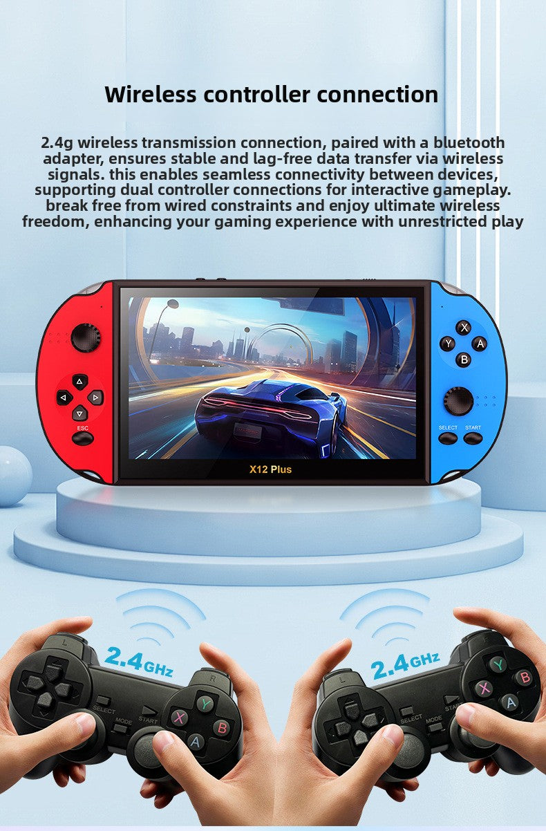 7.1" inch X12PLUS IPS HD Linux Dual Models 3000mAh rechargable 2.4G wireless gamepad games Handheld Game Player console Mini arcade 8 big emulator retro PSP handheld FC GBA
