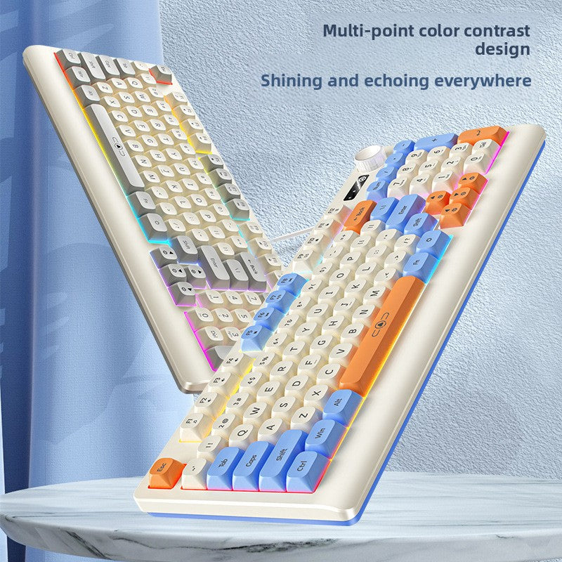 Silver engraving km900 custom game keyboard and mouse set, color matching wired luminous desktop computer accessories