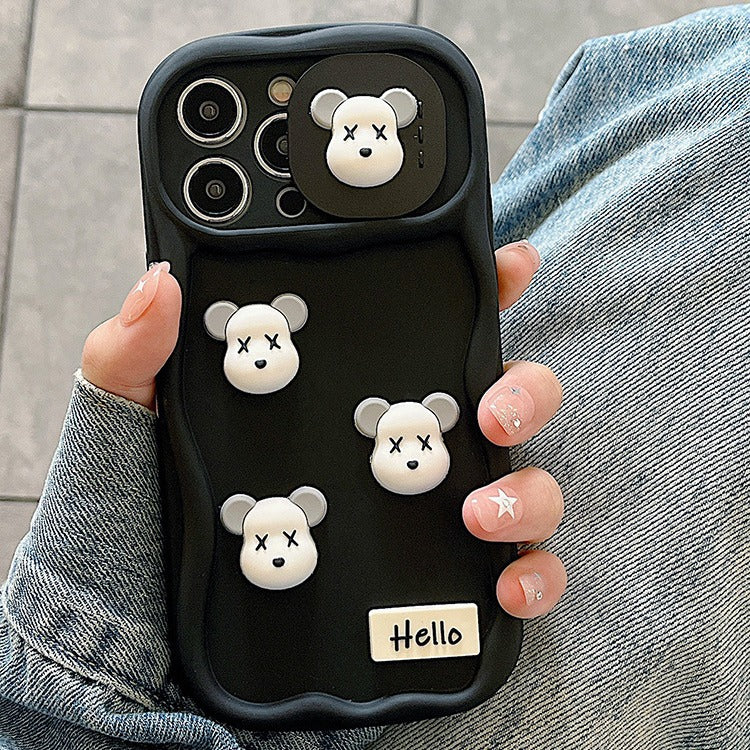 Accessories three-dimensional violent bear for Apple 14 mobile phone case new couple niche iphone15promax boys and girls 11