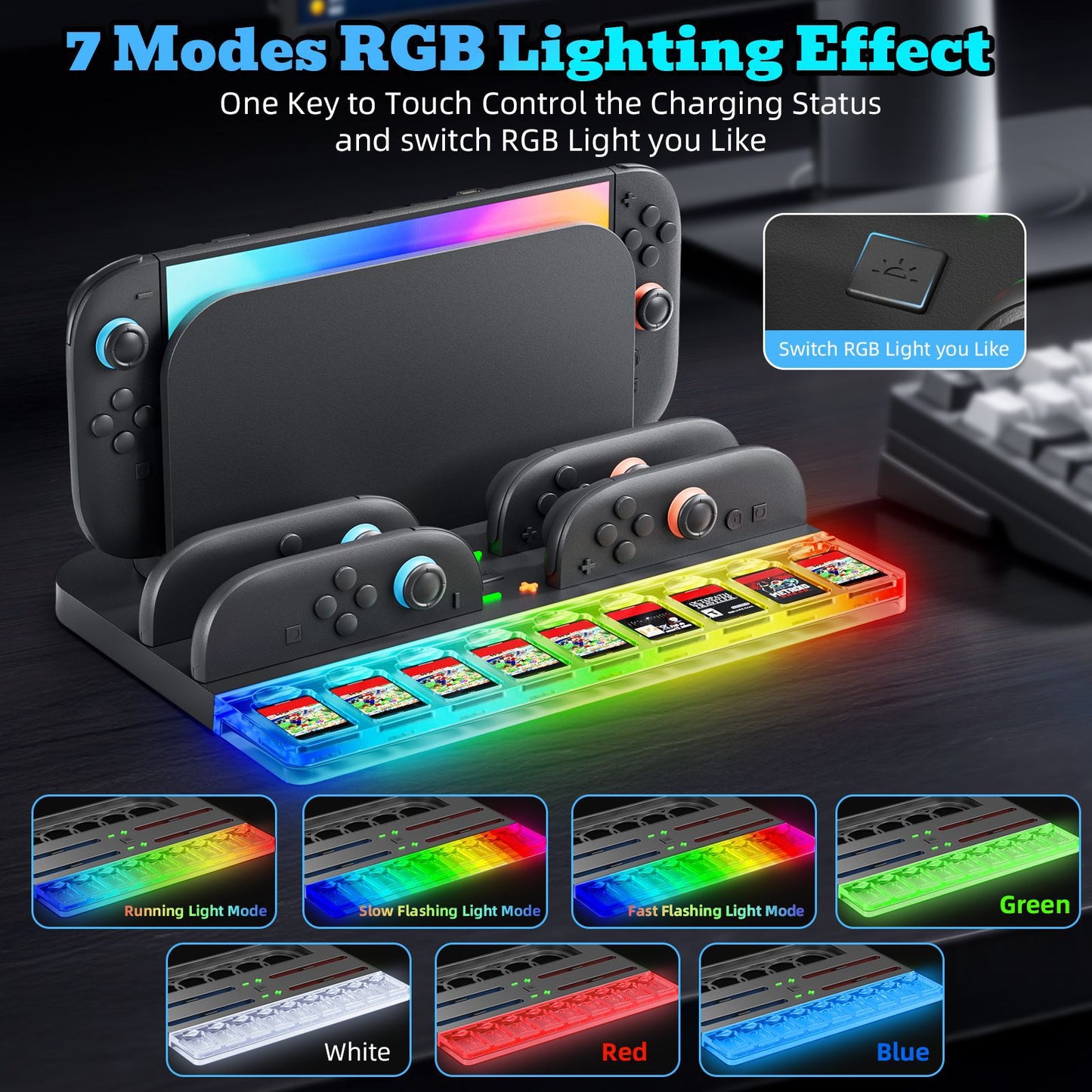 New SWITCH2 storage seat charger, host handle card storage NS2 RGB glare light handle fast charging