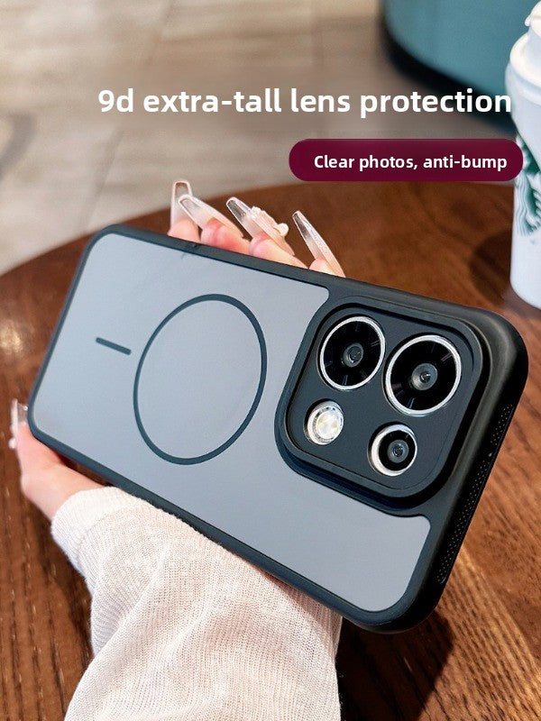 Contrast color heat dissipation Magnetic suction For OPPO Reno16pro mobile phone case New 15pro Strong magnetic adsorption Fine hole frame reno16 Side heat dissipation design Soft edge case Phone Accessories