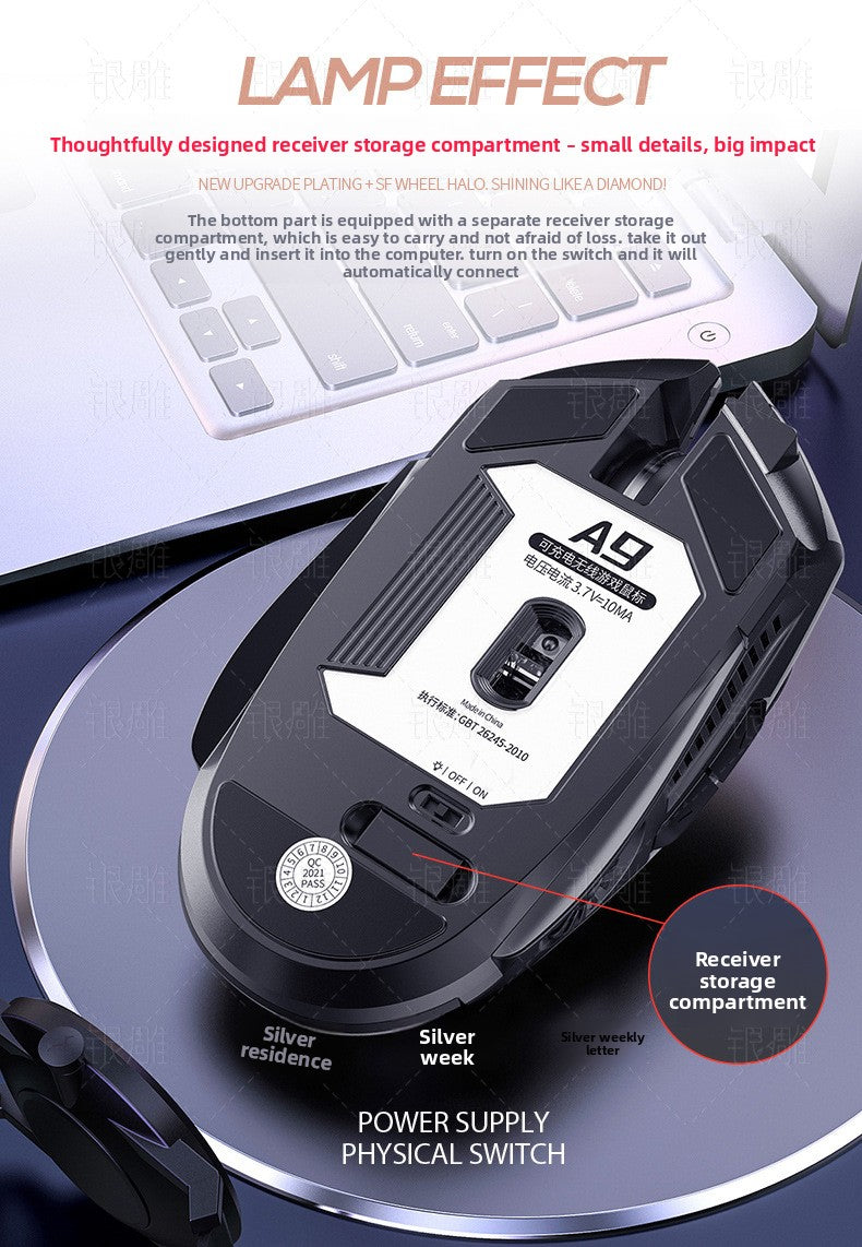 Silver Condor A9 Luminous Mute Game Wireless Mouse Girls Pink Laptop Accessories Private Mold Wholesale