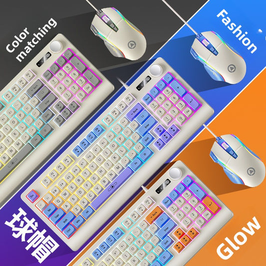 Silver engraving km900 custom game keyboard and mouse set, color matching wired luminous desktop computer accessories