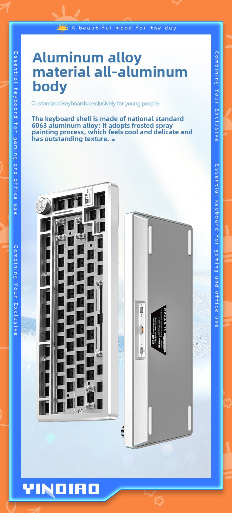 Silver carving Y75Pro aluminum tuo tuo Bluetooth wireless three-mode mechanical keyboard e-sports game computer metal wired kit