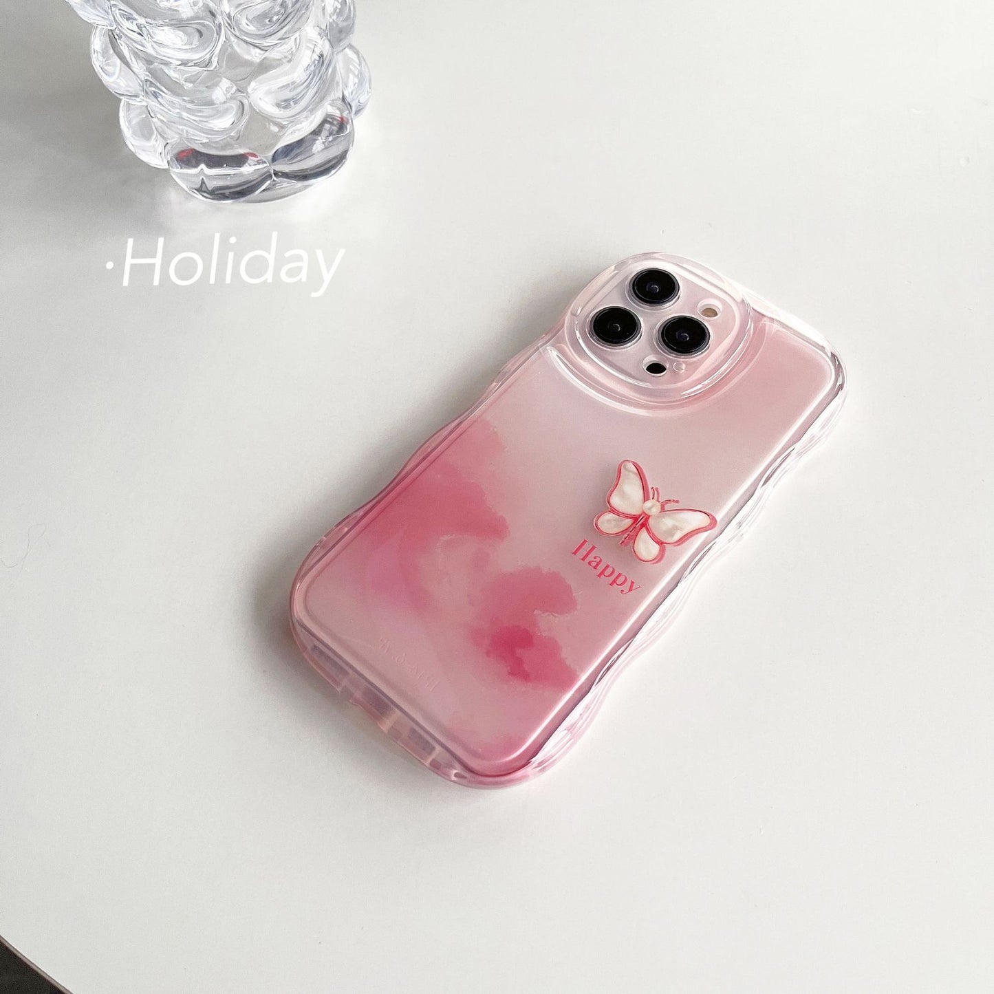 Accessories [Apple] iphone15/14promax wave niche ins smudged butterfly anti-drop women's new mobile phone case