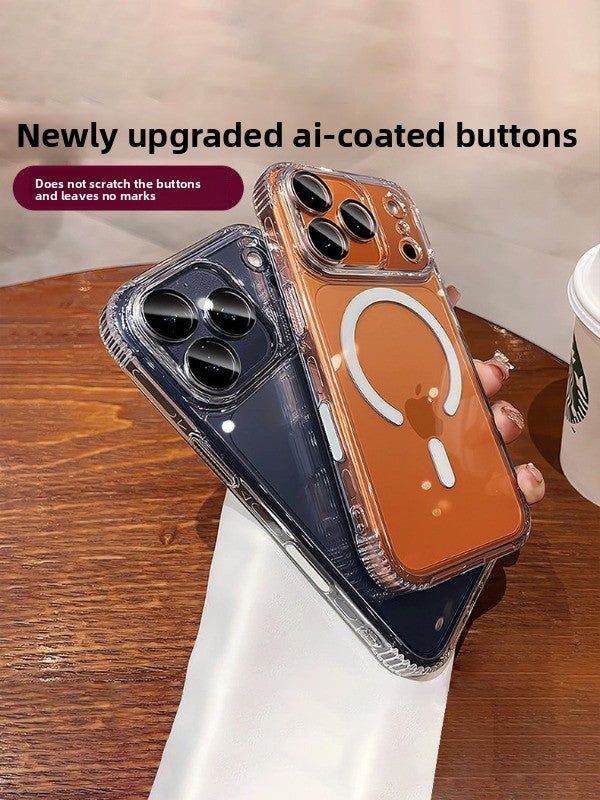 All-inclusive with camera button for iPhone 17promax mobile phone case New iPhone16 Magnetic suction tape Lens film Airbag anti-drop 17pro Full transparency Advanced sense 16pro Simple shell Phone accessories