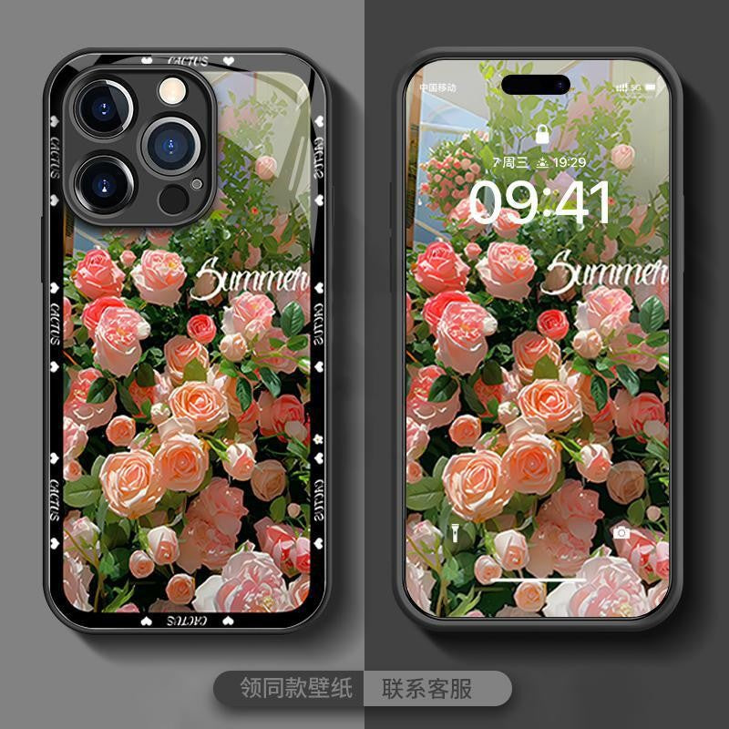 Accessories [Pink Rose] Apple 13 mobile phone case iphone14 all-inclusive 12promax protective case Huawei