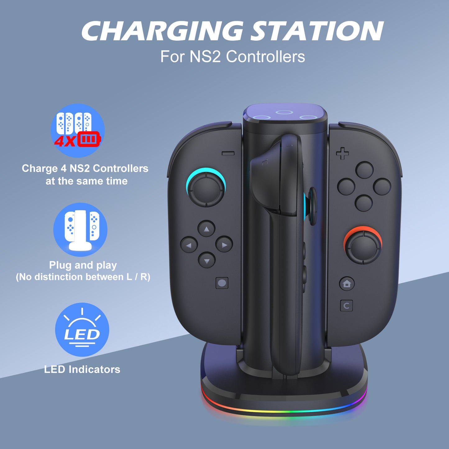 Switch2 left and right handle four chargers NS wireless handle fast charging seat JoyCon handle charger