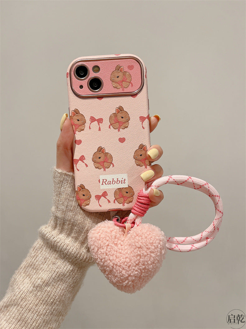 Accessories pink bow cartoon rabbit apple 15 mobile phone case iphone14 leather 13 soft case 12promax new