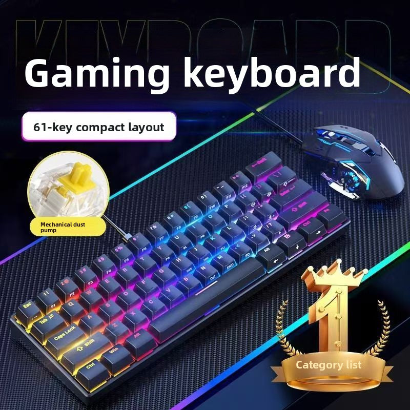 WRK61 Mechanical Keyboard RGB Mixed Light Green Axis Mouse Macro Gaming Keys Computer