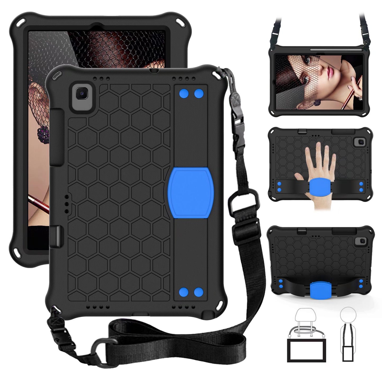 Applicable Samsung T500 Tablet A7 Protective Case EVA Children's Hand Holder T860 Pen Slot T720 Anti-drop 10.4 Shoulder Strap protective Accessories