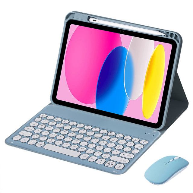 Applicable iPad10.2 Bluetooth keyboard, leather case, pen slot, 10th generation Pro11 protective case, charging mouse mini6protective Accessories