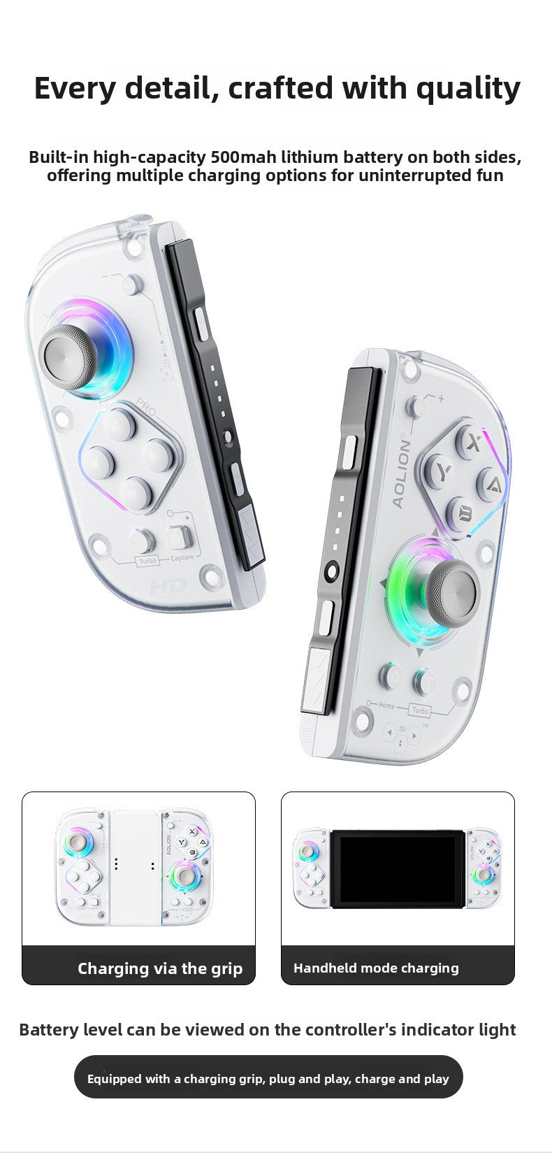 Auga Lion J20Pro Knight wireless gamepad Hall rocker mechanical button switch left and right handle