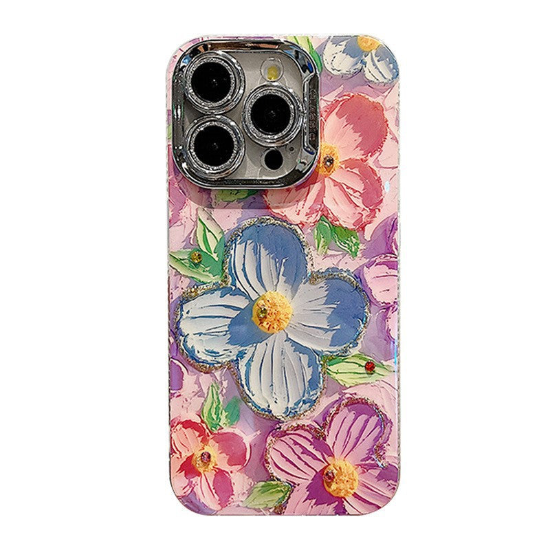 Accessories Superior sense point drill oil painting flower bracelet iphone15promax mobile phone case apple 13 new ins