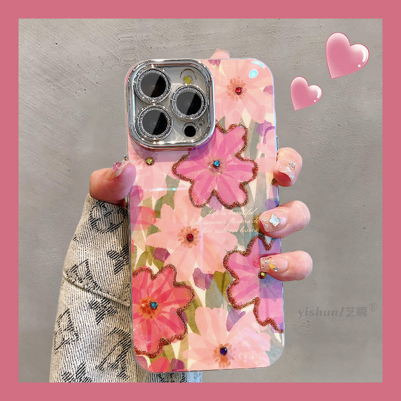 Accessories for Apple 15ProMax mobile phone case iPhone14 spring ins beautiful oil painting flowers 12 high-end new