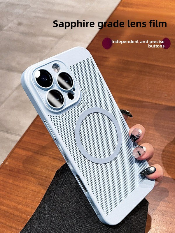 For iPhone 16Promax mobile phone case new iphone15pro protective case 17Promax ultra-thin breathable 13 heat dissipation magnetic suction 12 all-inclusive 14 men's and women's 8plus matte simple hard case Phone accessories