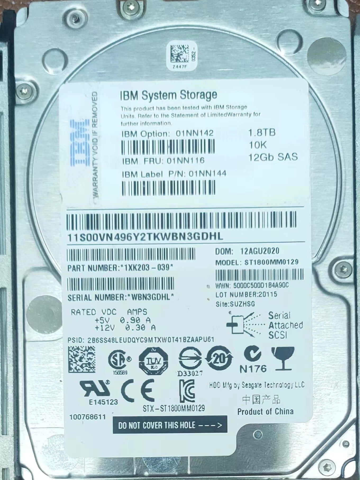 IBM 01NN116 01NN142 01NN144 1.8TB Hard Disk Servicer