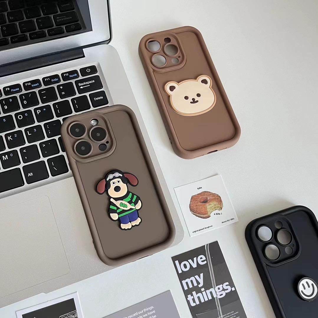 Accessories [Apple] iPhone14/13promax anti-drop milk coffee boss dog bear smiley face female new mobile phone case