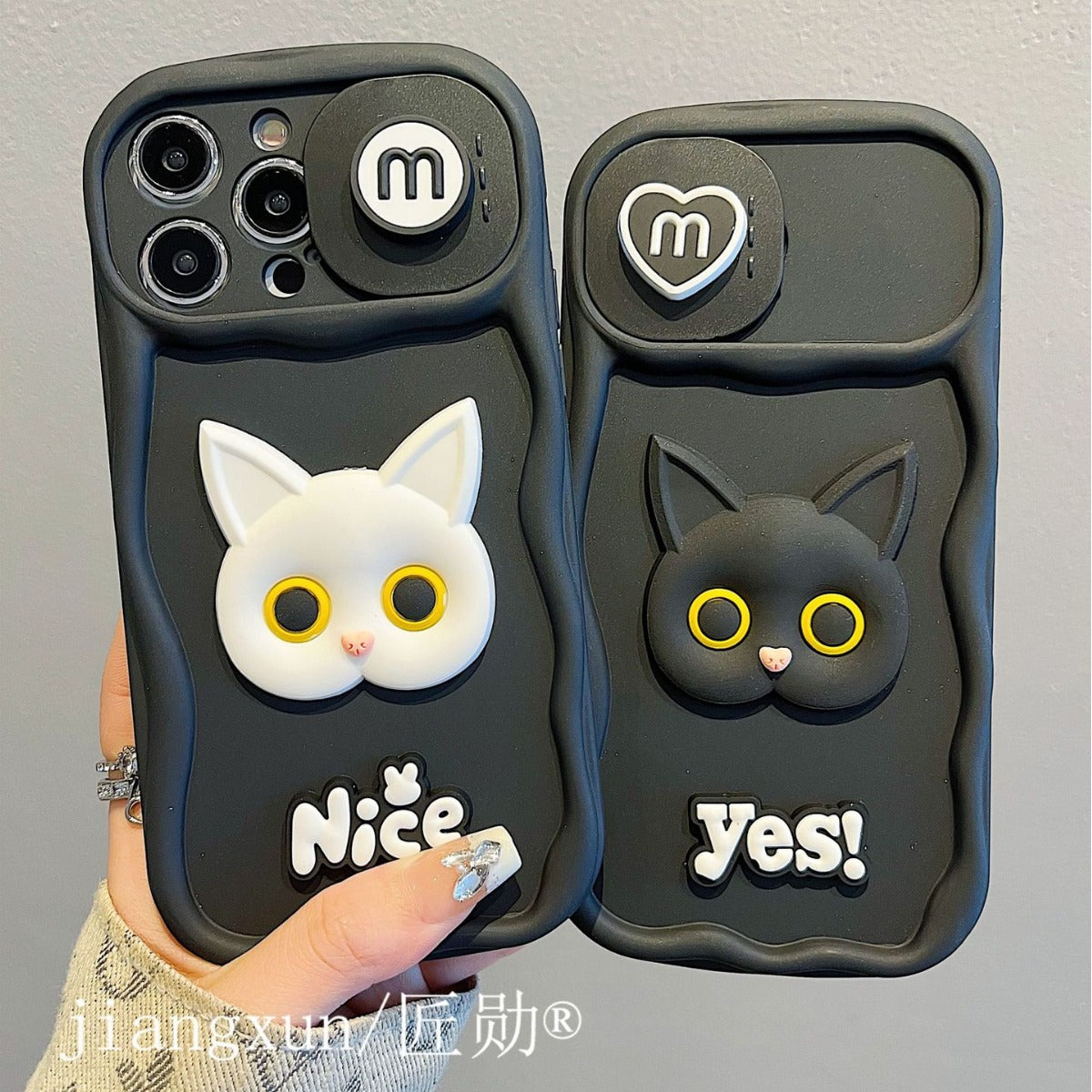 Accessories for Apple 15promax mobile phone case 13/14 fun and advanced sliding window cat 14promax new model