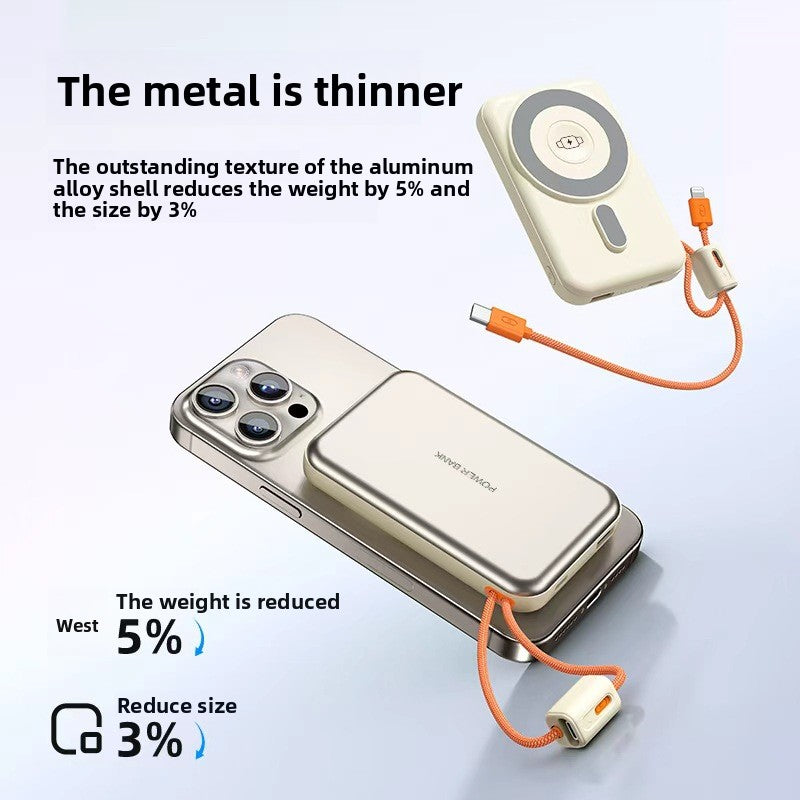 KC magnetic power bank 10000 mAh with its own cable ultra-thin watch earphones wireless fast charging power bank