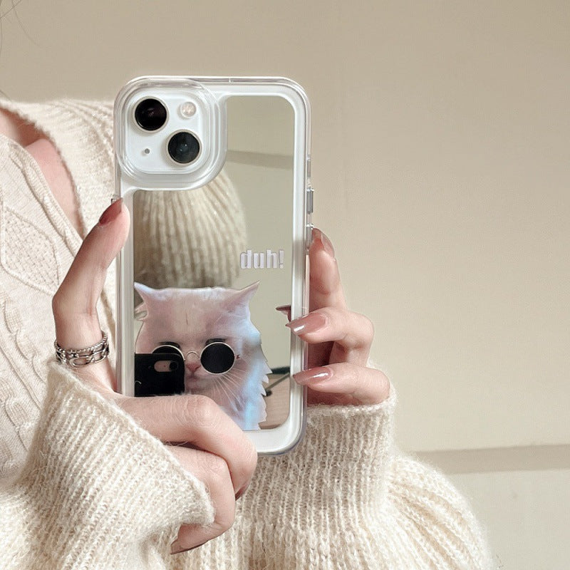 Accessories (Shipping fee not included) Apple Huawei Mirror Cartoon Creative Fun Sunglasses Kitten Mask Puppy Phone Case 13/14/P50/P40