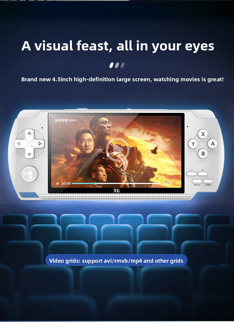 4.5" inch X6 IPS HD psp 1200mAh Type C rechargable 2.4G Support wireless gamepad games Handheld Game Player console GBA  NES